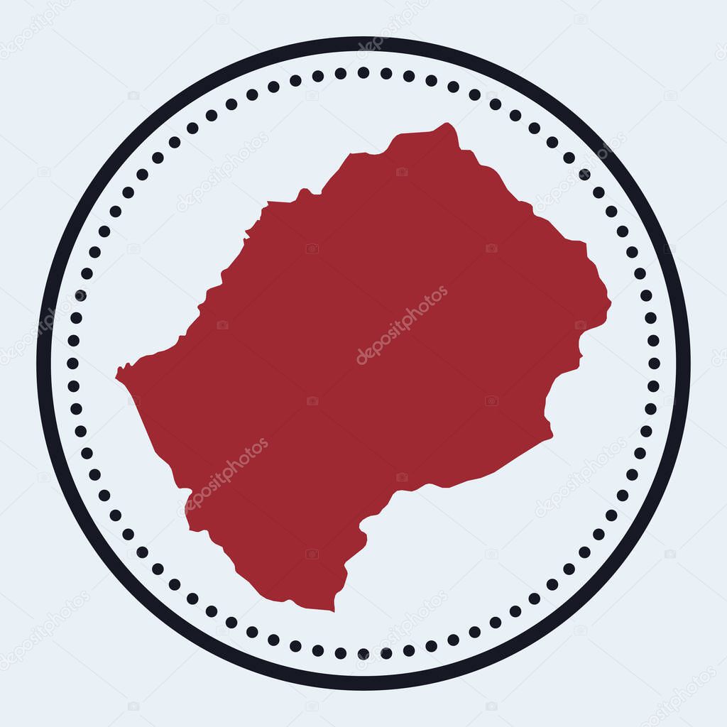 Lesotho round stamp Round logo with country map and title Stylish minimal Lesotho badge with map