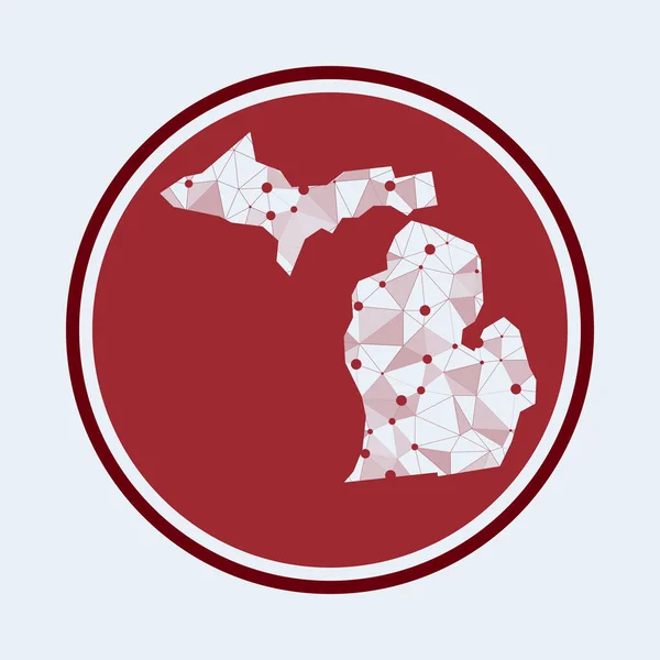 Michigan ikona Trendy tech logo z nas stan Geometryczne siatki okrągły design Technologia internet — Wektor stockowy