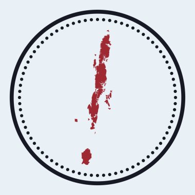 Andaman Adaları yuvarlak amblemi ada haritası ve başlığı ile yuvarlak Andaman Adaları