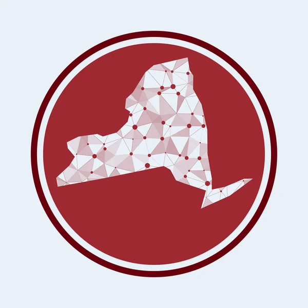 New York ikona Trendy tech logo státu USA Geometrické sítě kruhový design Technologie internet — Stockový vektor