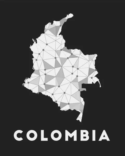 Colômbia mapa de rede de comunicação do país Colômbia design geométrico na moda no escuro —  Vetores de Stock