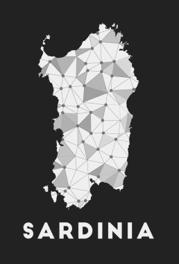 Sardunya iletişim ağı kara arka planda Sardunya 'nın modayı geometrik tasarımı