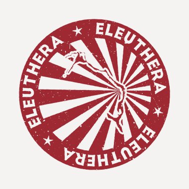 Eleuthera damga seyahat kırmızı kauçuk damga ile ada vektör illüstrasyon haritası olarak kullanılabilir