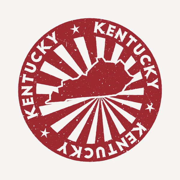 Timbre du Kentucky Timbre de voyage en caoutchouc rouge avec la carte de nous illustration vectorielle d'état Peut être utilisé — Image vectorielle