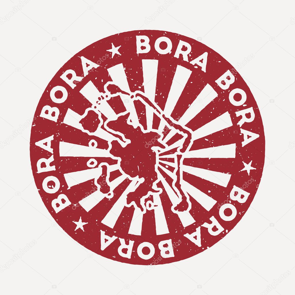 Bora Bora stamp Travel red rubber stamp with the map of island vector illustration Can be used as
