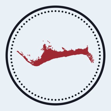 Büyük Bahama yuvarlak amblemi, ada haritası ve başlığı ile yuvarlak, şık, minimal Grand Bahama rozeti.