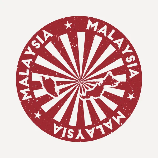 Malajzia bélyeg Utazás piros gumibélyegző a térképen ország vektor illusztráció lehet használni, mint — Stock Vector