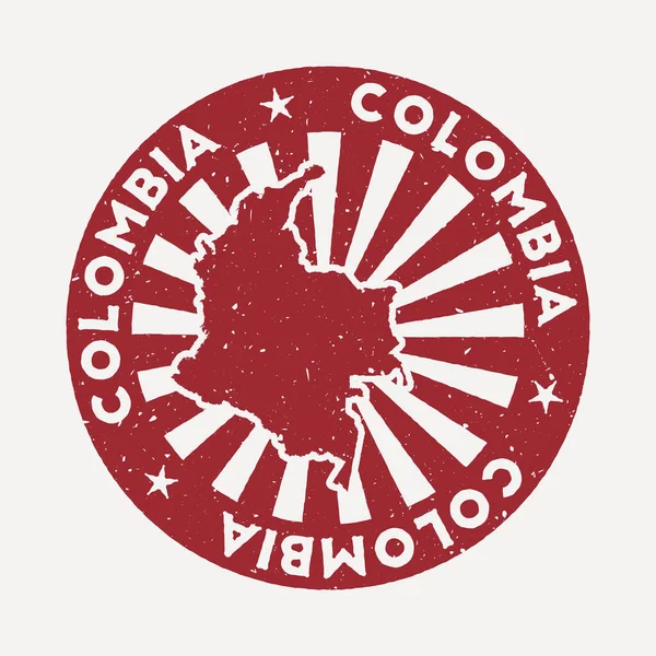 Colombia sello Viaje sello de goma roja con el mapa de país vector ilustración Se puede utilizar como — Archivo Imágenes Vectoriales