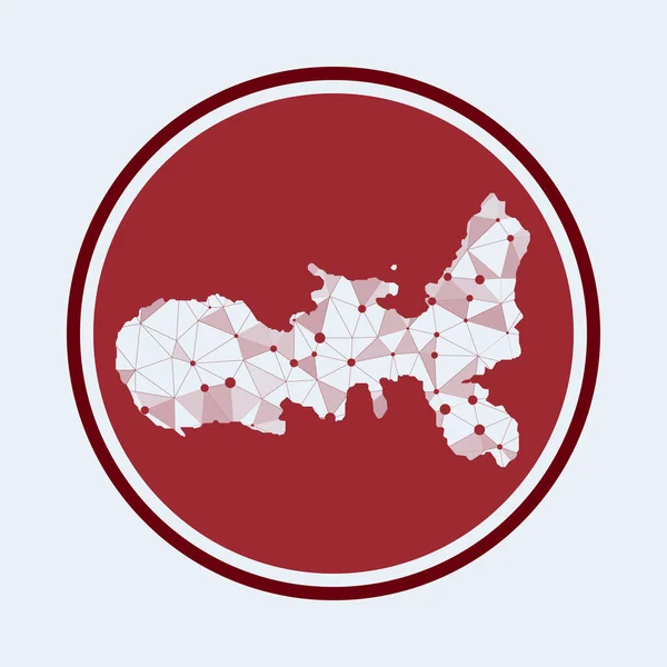 エルバアイコン島のトレンディな技術ロゴ幾何学メッシュラウンドデザインテクノロジーインターネット — ストックベクタ