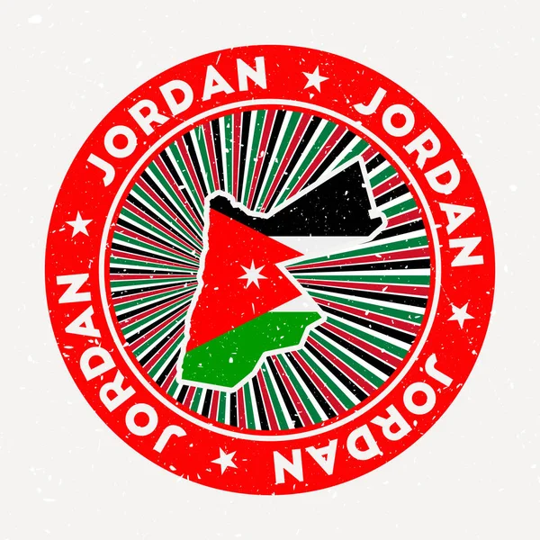 Ιορδανία στρογγυλή σφραγίδα Λογότυπο της χώρας με σημαία Vintage σήμα με κυκλικό κείμενο και αστέρια διάνυσμα — Διανυσματικό Αρχείο
