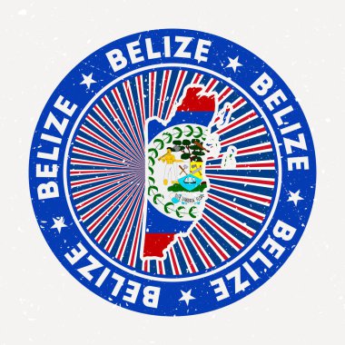 Bayrak, dairesel metin ve yıldız vektörlü vintage rozetli ülke logosunu belle