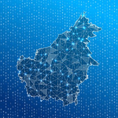 Borneo Adası dijital bağlantılarının ağ haritası Teknoloji İnternet ağı