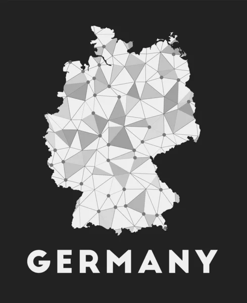 Γερμανία επικοινωνιακός χάρτης δικτύου χώρας Γερμανία trendy γεωμετρικός σχεδιασμός σε σκούρο φόντο — Διανυσματικό Αρχείο