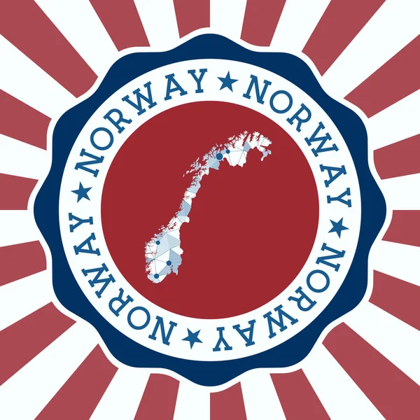 Σήμα Νορβηγίας Στρογγυλό λογότυπο της χώρας με τριγωνικό χάρτη ματιών και ακτινωτές ακτίνες EPS10 Vector — Διανυσματικό Αρχείο