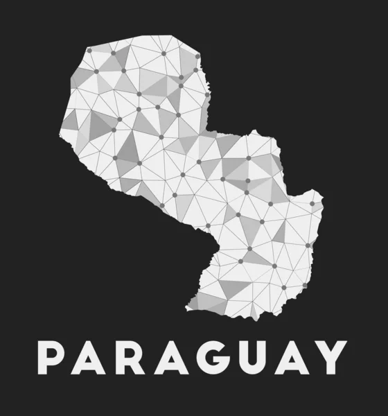 Paraguay  communication network map of country Paraguay trendy geometric design on dark — Stock Vector