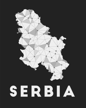 Sırbistan 'ın ülke iletişim ağı haritası Sırbistan' ın karanlık arka planda modayı geometrik tasarımı