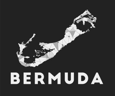 Bermuda iletişim ağı haritası Bermuda koyu arkaplan üzerinde modayı takip eden geometrik tasarım