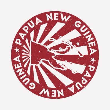 Papua Yeni Gine damgası Ülke vektör illüstrasyonunun haritası ile kırmızı kauçuk bir damga seyahat edilebilir