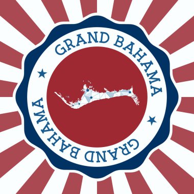 Adanın Büyük Bahama Rozet Yuvarlak logosu üçgen ağ haritası ve radyal ışınlar EPS10 Vektörü