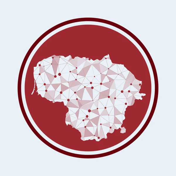 Ícone da Lituânia Logotipo de tecnologia da moda do país Projeto redondo de malha geométrica Internet tecnológica —  Vetores de Stock