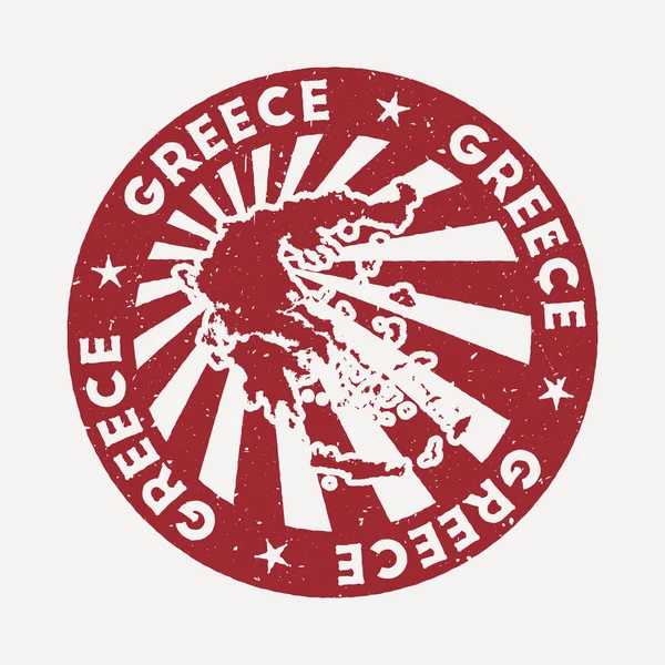 Carimbo da Grécia Carimbo de borracha vermelha de viagem com o mapa da ilustração do vetor país Pode ser usado como — Vetor de Stock