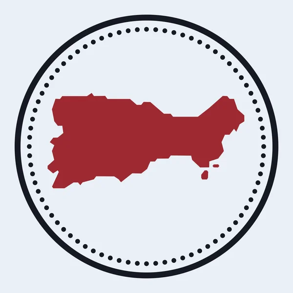 Sello redondo Capri Logo redondo con mapa de isla y título Elegante insignia mínima Capri con mapa — Vector de stock