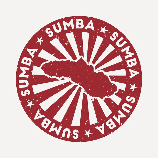 Sello de Sumba Viaje sello de goma roja con el mapa de isla vector ilustración Se puede utilizar como — Vector de stock