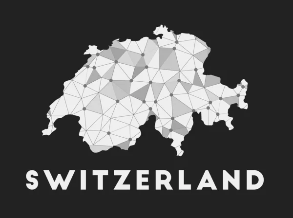 Швейцария карта страны Швейцария модный геометрический дизайн на темной — стоковый вектор