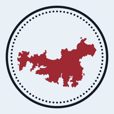 Waiheke Adası yuvarlak amblemi ada haritası ve başlığı çok az Waiheke Adası.