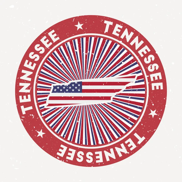 Tennessee ronde stempel Logo van ons staat met vlag Vintage badge met ronde tekst en sterren — Stockvector