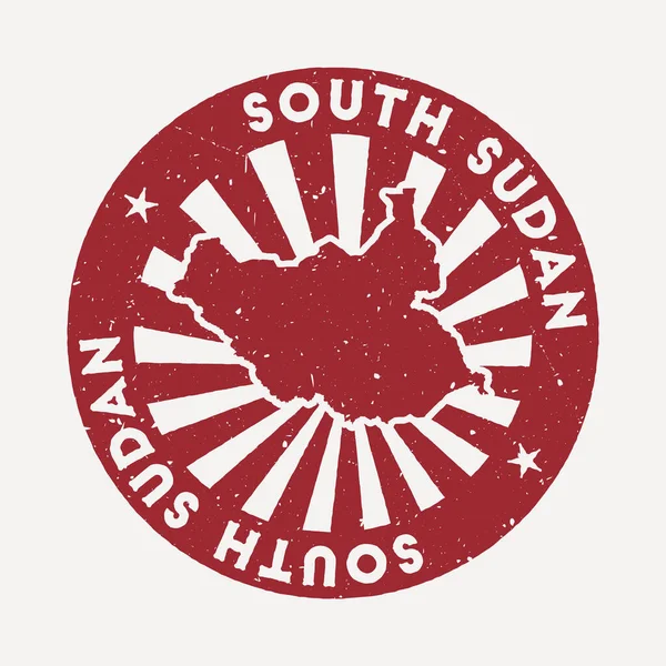 Sydsudan stämpel Resa rött gummi stämpel med kartan över land vektor illustration Kan användas — Stock vektor