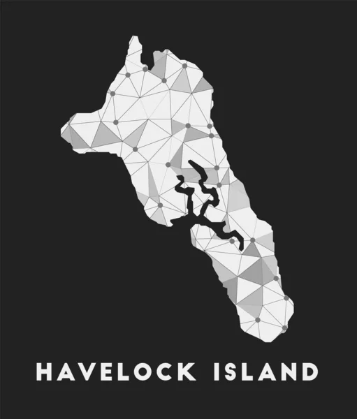 Havelock Island mapa de la red de comunicación de la isla Havelock Island diseño geométrico de moda en — Vector de stock