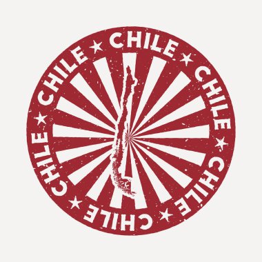 Şili damgalı seyahat kırmızı kauçuk damgası ülke vektör illüstrasyonunun haritası olarak kullanılabilir