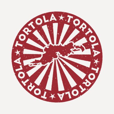 Tortola damgası Ada vektör çizimi haritalı kırmızı kauçuk pul olarak kullanılabilir