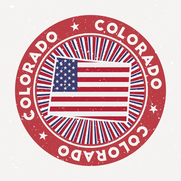 Colorado ronde stempel Logo van ons staat met vlag Vintage badge met ronde tekst en sterren vector — Stockvector