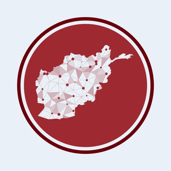 Afganisztán ikon Az ország trendi technológiai logója Geometrikus hálós kerek kialakítás Technológia — Stock Vector
