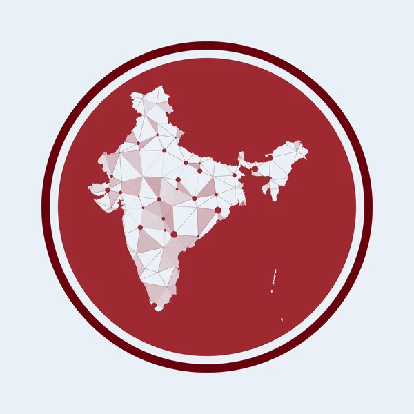 Icône Inde Logo tech tendance du pays Maille géométrique design rond Technologie internet — Image vectorielle