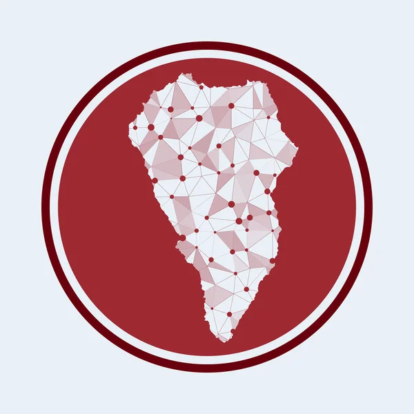 Icono de La Palma Trendy tech logo de la isla Malla geométrica diseño redondo Tecnología internet — Archivo Imágenes Vectoriales