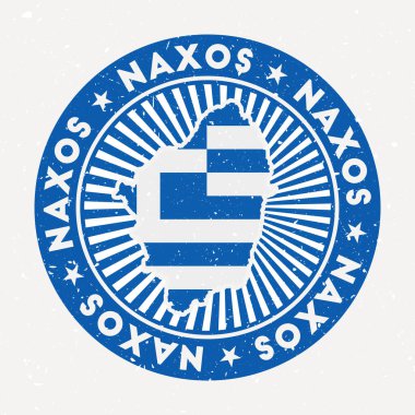 Naxos yuvarlak damgalı ada logosu dairesel metin ve yıldız vektörü ile vintage rozet