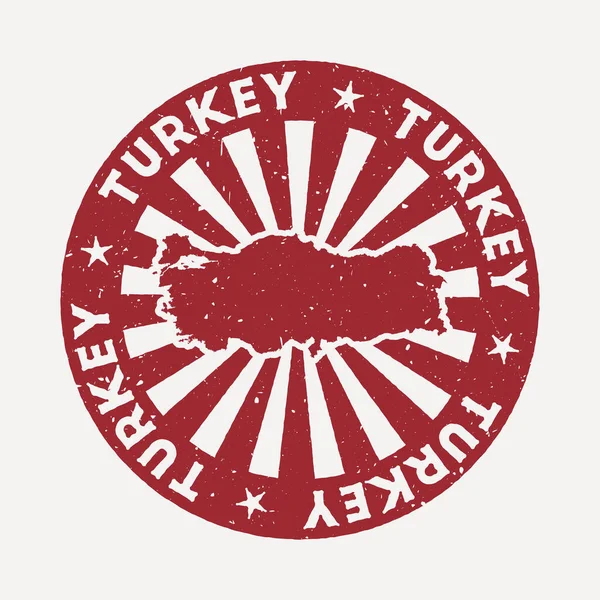 Turkey stamp Travel red rubber stamp with the map of country vector illustration Can be used as — Stock Vector