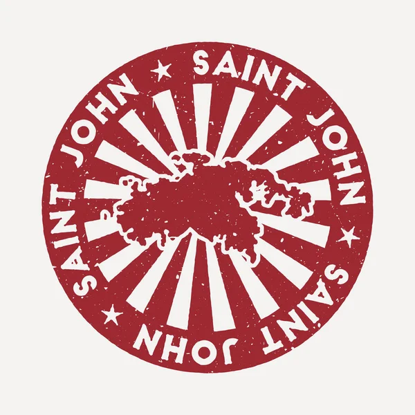 Timbre Saint John Timbre de voyage en caoutchouc rouge avec la carte de l'illustration vectorielle de l'île Peut être utilisé — Image vectorielle