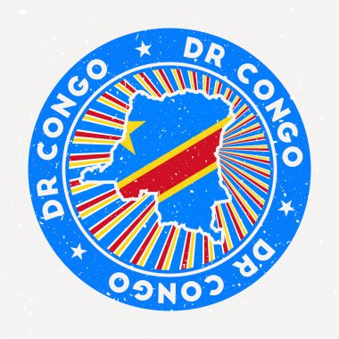 DR Kongo yuvarlak damgalı ülke logosu dairesel metin ve yıldız vektörü ile vintage rozet
