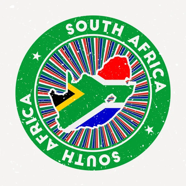 South Africa round stamp Logo of country with flag Vintage badge with circular text and stars — Stock Vector