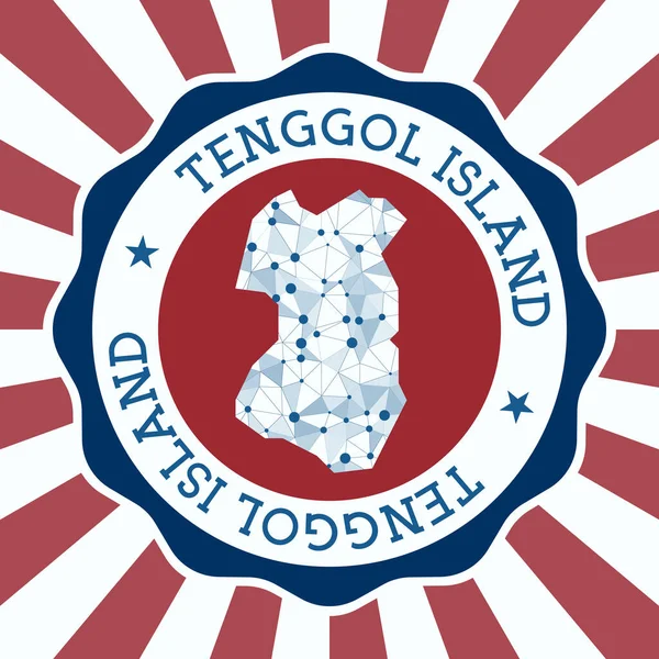 Значок острова Тенгголь Круглый логотип острова с треугольной сеткой и радиальными лучами EPS10 Вектор — стоковый вектор