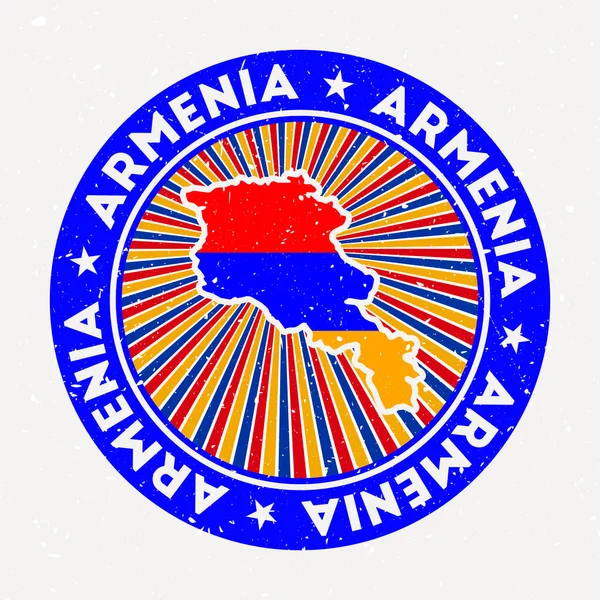 Armenien rund stämpel logotyp för land med flagga Vintage emblem med cirkulär text och stjärnor vektor — Stock vektor