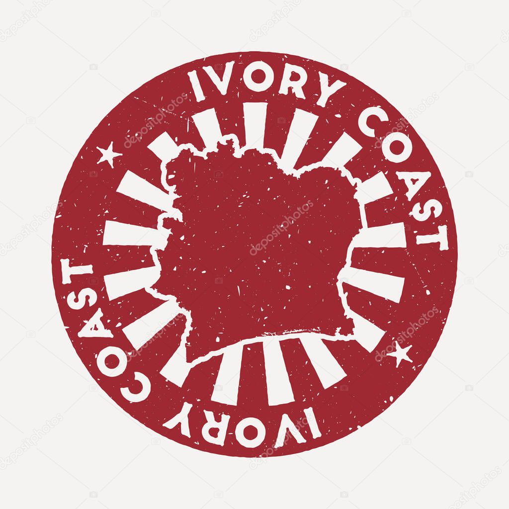 Ivory Coast stamp Travel red rubber stamp with the map of country vector illustration Can be used