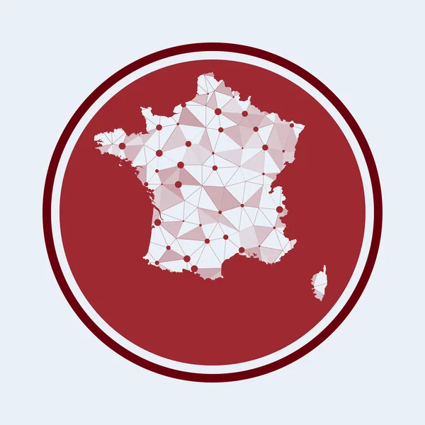 Icono de Francia Trendy tech logo of the country Diseño redondo de malla geométrica Tecnología internet — Vector de stock