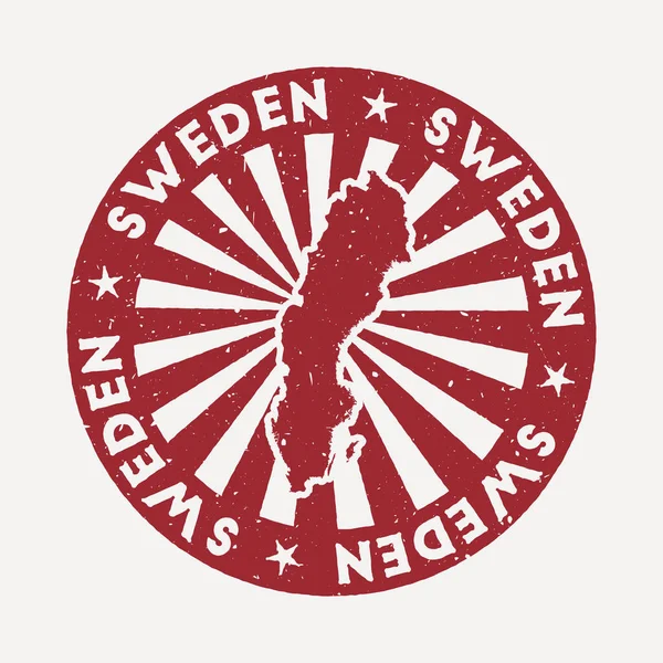 Svédország bélyeg Utazás piros gumibélyegző a térképen ország vektor illusztráció lehet használni, mint — Stock Vector