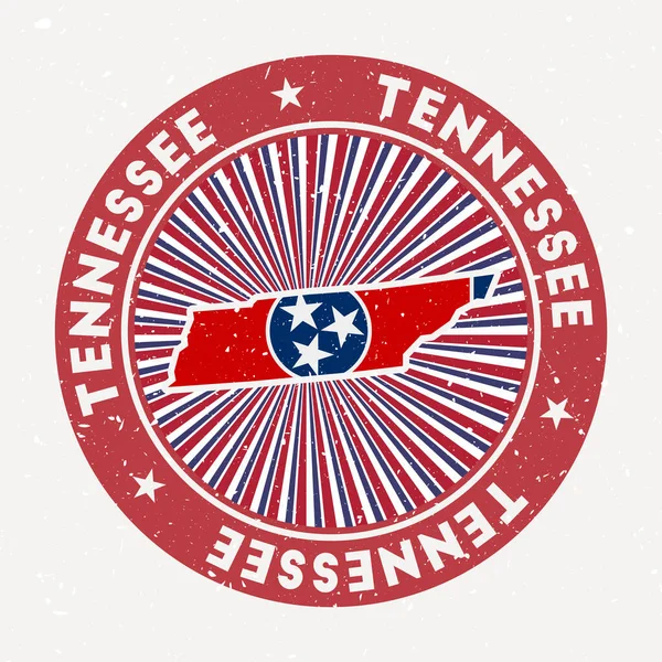 Tennessee round stamp Logo of us state with state flag Vintage badge with circular text and stars — Stockvector