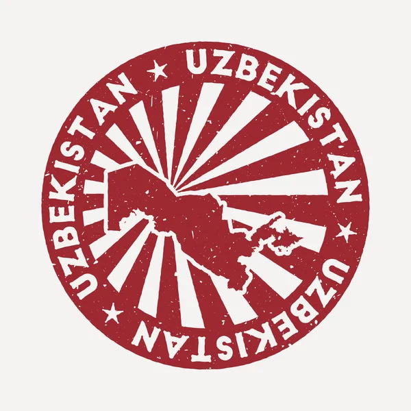 Uzbekistan stamp Travel red rubber stamp with the map of country vector illustration Can be used — 图库矢量图片